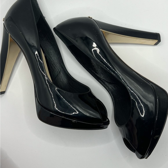 Christian Dior Black Peep Toe with Gold Hardware - Picture 2 of 10